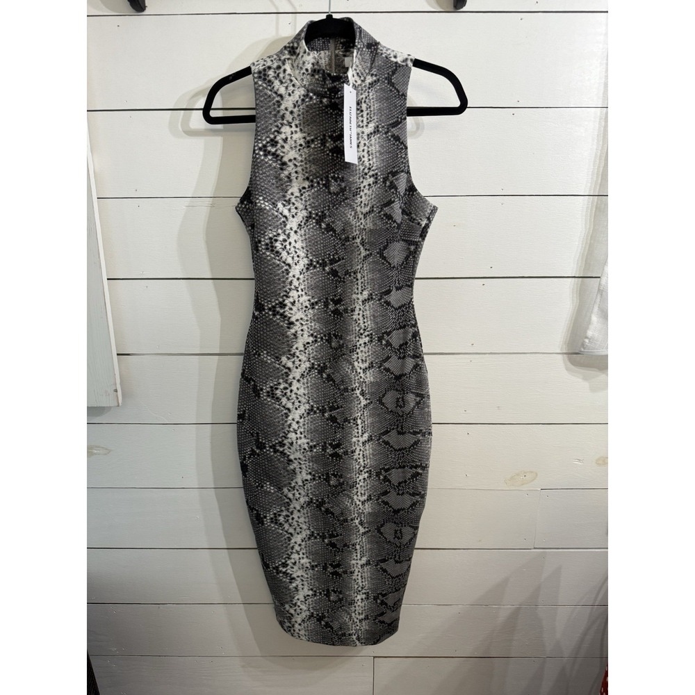 Elizabeth and James Boa Dress Python Snakeskin dress Bodycon Black Size 4 NWT